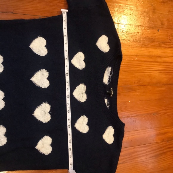 Navy Express Sweater with White Hearts - Picture 4 of 7